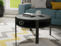 Forte Möbel TOBAGO Couchtisch, Holzwerkstoff, schwarz, B x H x T: 74,4 x 45,5 x 74,4 cm Schwarz B x H x T: 74,4 x 45,5 x 74,4 cm