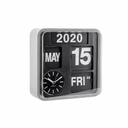 Karlsson KA5364SI - Mini-Wanduhr mit Kalender - Fallblattanzeige - Silberfarben