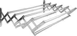 ILIKEPOW Wandmontierte Wäscheständer Edelstahl Wandmontage Platzsparender Klappbarer Wäscheständer mit Ausziehbar Ausziehbare Akkordeonwand für Bad Balkon (70 cm) Chrom 70x35cm