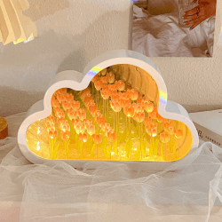 Neioaas 20 Blumen-Wolkenspiegel-Nachtlicht – DIY Tulpennachtlicht, LED-Lampe, Schlafzimmerdekoration für Teenager, Mädchen, kreatives Geschenk für Freunde, Geburtstag, Jahrestag, Muttertag (Rosa)