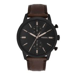 Fossil Townsman Uhr für Herren, Chronographenwerk mit Edelstahl- oder Lederarmband Hellbraun