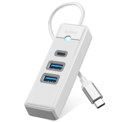 ORICO USB C Hub, 3 Ports USB Verteiler mit 2 USB A und 1 Typ C für Laptop, Handy, Tablet mit 0,15m Kabel, kompatibel mit Mac OS 10.X und höher, Linux, Android, Weiß