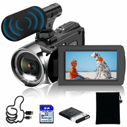 Windancy Video Camera FHD 1080P 48MP 4K Camcorder for YouTube, Video Vlogging Camera Recorder 18X Digital Zoom 3.0 Inch 270 Degree Rotation IPS Screen Camera Camcorder 4KVideoCamera