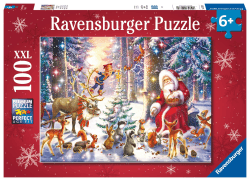 Ravensburger Kinderpuzzle - 12937 Waldweihnacht - Weihnachtspuzzle für Kinder ab 6 Jahren, mit 100 Teilen im XXL-Format, Silver