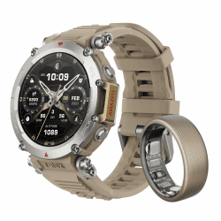 Amazfit T-Rex Ultra Smartwatch für Outdoor-Benutzer, Dualband-GPS, Routenimport & Navigation, Offline-Karte, 10 ATM Wasserdichtigkeit, -30℃ Ultra-Tieftemperaturbetrieb Smartwatch & Helio Ring Größe 12 12 Bundle with T-Rex Ultra-S