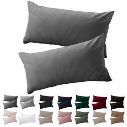 Soifox Kissenbezug 40 x 80 2er Set - Kopfkissenbezug 40x80 Anthrazit 100% Mikrofaser bügelfrei & knitterfrei mit Reißverschluss 40 x 80 cm, 2 Stück Anthrazit