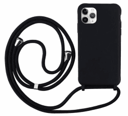 Ququcheng Kompatibel mit iPhone 12/12 Pro(6.1") Hülle,Handykette Hülle Silikon Seil Necklace Handyhülle mit Kordel Tasche TPU Bumper Schutzhülle für iPhone 12/12 Pro(6.1")-Schwarz iPhone 12/12 Pro(6.1") Schwarz
