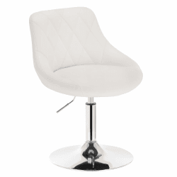 WOLTU Verstellbarer Sitzhocker Stuhl Arbeitshocker Bürohocker Schminkhocker mit Rückenlehne aus Kunstleder und Metall höhenverstellbar drehbar, Sitz 42-58 cm Hoch, Weiß, BH241ws-1 Weiß Kunstleder