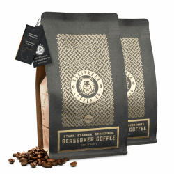 BERSERKER COFFEE Extra Starke Kaffeebohnen - 2x500g - 237mg Koffein auf 100ml - Säurearm - Ganze Bohnen für Kaffeevollautomat, Espressomaschine 1 kg (1er Pack) Ganze Bohne