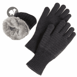 MAGISDU Handschuhe Damen Winter Warm Thermohandschuhe Fleecefutter Merino Wolle Touchscreen Doppelschicht Elastischer Outdoor Winterhandschuhe Schwarz M