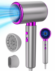 DMTIVMG Haartrockner 2400W Ionen Föhn Schneller Thermostat-Reisefön mit Kalt-/Heißtaste 2 Geschwindigkeiten 3 Temperatureinstellungen und Diffusor, Konzentrator für Friseursalon, Reise und Zuhause Grau 02
