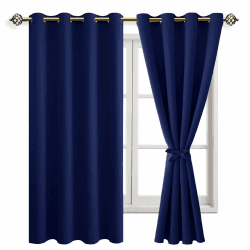 JIUZHEN Blickdicht Vorhänge Gardinen Ösenvorhang für Schlafzimmer Wohnzimmer,Dunkelblau Verdunkelungsvorhang,2 Stück,175x140cm(HxB) H175 x B140 cm (2er Pack) Dunkelblau