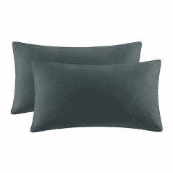 Aisbo Kissenbezug 40x70 2er Set - Kopfkissenbezug 40 x 70 Anthrazit mit Hotelverschluss aus Mikrofaser Weich, 40x70cm Pillow Cover 40x70 Anthrazit