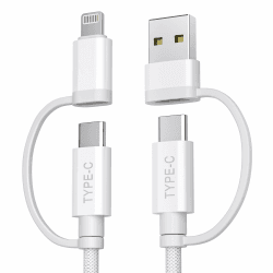 Ladekabel für iPhone 15 Pro Max,Basesailor Multi USB C Ladekabel 1M,4 in 1 Typ C Kabel mit L/ightning Adapter,USBC Universal Schnellladekabel USB A Adapter für iPhone 16 14 13 12 11 Xr Xs 8 Plus Mini Weiß 1M