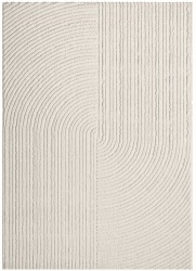 VIMODA Moderner Kurzflor-Teppich Boho Wohnzimmer Schlafzimmer dünn Pflegeleicht, Tiefeneffekt, Farbe:Creme, Maße:120x170 cm 120 x 170 cm Creme