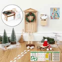 Nordstern Wichteltür Set - Komplettset inkl. Backset, Wichtelbriefe, Baustelle, Adventsakelnder, magischer Tür, Schilder und mehr Zubehör für die Adventszeit, DIY-Dekoration für Weihnachten Großes Wichtel-Set