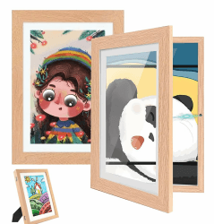 Atildp 2 Stück A4 Bilderrahmen 21x30cm, Bilderrahmen Kinderzeichnungen hölzerner Fotorahmen | Befüllbarer Klapprahmen zur Aufbewahrung & Darstellung von Kunstwerken (Natur, 2 STÜCK) 2 STÜCK Natur