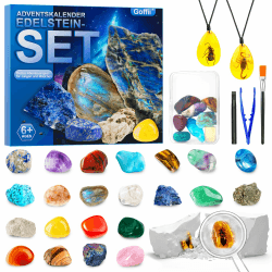 Adventskalender 2024 für Kinder, Excavation Set for Children, Natural Gemstones and Crystals, Mineral Stones for Children from 6 7 8 9 10-12 Years