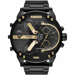 Diesel Mr. Daddy Uhr für Herren, Multifunktionswerk mit Silikon-, Edelstahl- oder Lederarmband 57MM Graphit und Goldton
