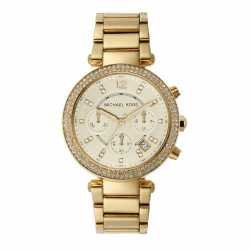 Michael Kors Parker Watch für Damen, Chronographenwerk mit Edelstahl- oder Lederarmband,39MM,Roségoldton und Off-White Goldfarbe
