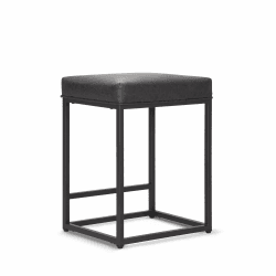 ALPHA HOME Barhocker mit Fußstütze Barstuhl ohne Lehne Schwarz Barhocker Pu-Leder Sitzhöhe 61cm Barstühle Rückenfreier Sitzhocker mit dickem Kissen und robustem verchromtem Metallgestell, 1PC 61cm Hoch Schwarz-black