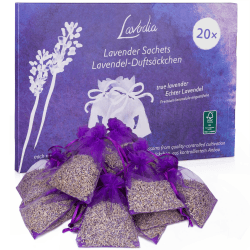 LAVODIA Lavendel Duftsäckchen 6g für Kleiderschrank - 20 Beutel mit getrocknetem Lavendel - Kleidermotten bekämpfen - Textilerfrischer für Schrank, Auto und Raum - Lavendel Pflanze