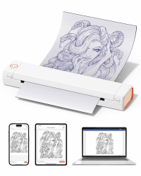 Phomemo M08F Tattoo Drucker, Tattoo Stencil Drucker A4 Thermodrucker Tattoo Kompatibel mit Smartphone & PC, Tattoo Drucker für Anfänger, Künstler mit 10 Tattoo Transfer Papier, Weiß