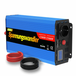EDECOA Spannungswandler 1200w wechselrichter 12v auf 230v Spannungswandler modifizierter 12v 230 mit LCD und Kabeln 1200w 12v