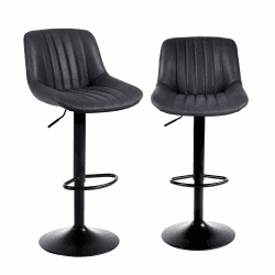 Youhauchair Barhocker 2er Set, Drehbare Barhocker mit Lehne, Barhocker Höhenverstellbar aus PU-Leder, Moderner Barstuhl Küchenhocker Bar Hocker Bar Stool, Schwarz 2er Set Schwarz