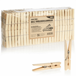 com-four® 300x Wäscheklammern aus Holz - Nachhaltige Holzklammern aus Birkenholz - unbehandelte Holzwäscheklammern zum Wäscheaufhängen und Basteln (300 Stück - Birkenholz)