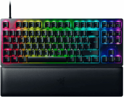 Razer Huntsman V2 Tenkeyless (Red Switch) - Optische Gaming-Tastatur ohne Ziffernblock (Lineare Optische Switches, Doubleshot PBT-Tastenkappen, Handballenauflage) QWERTZ DE-Layout | Schwarz QWERTZ DE-Layout Huntsman V2 TKL Red Linear Switch