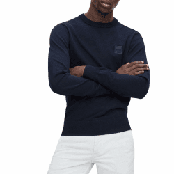 BOSS Herren Kanovano Pullover aus Baumwolle und Kaschmir mit Rundhalsausschnitt und Logo XL Dark Blue404