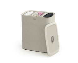 Joseph Joseph Tota - Trio 90-Liter-Wäschesortierkorb mit Deckel, 3 herausnehmbare Wäschesäcke mit Griffen, Ecru Beige Trio Ecru 90L