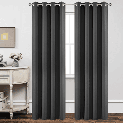Joydeco Blickdichte Vorhänge mit Ösen Gardinen 2 Stück H 245 x B 140 Verdunkelungsvorhang Grau Thermovorhang Hitzeschutz, Ösenvorhang für Schlafzimmer Wohnzimmer Dunkelgrau H245 x B140 cm (2er Pack)