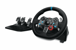 Logitech G G29 Driving Force Racing Wheel und Bodenpedale, Real Force Feedback, Edelstahl-Schalthebel am Lenkrad, Leder-Lenkradbezug für XPS5, PS4, PC, Mac, Schwarz PlayStation | PC G29 | G920