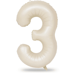 101cm Beige Luftballon Zahl 3, 40" Groß Sandweiß Folienballon Zahlen 3, Zahlenballon 3. Geburtstag für Mädchen, Creme Nummer 3 Helium Ballon zum Mann Frau Geburtstagsdeko Jubiläum Neujahr Party Deko Beige Zahl 3