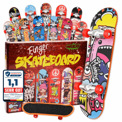Magicat Finger Skateboard Set 12 Fingerboards, Mitgebsel Kindergeburtstag 9 10 Jahre, für Adventskalender Füllung Kinder 2024, Nikolaus Geschenk, Fingerskateboard Set Main Edition