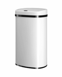 Juskys Mülleimer Küche mit Bewegungssensor Weiß 60L - Eckiger Abfalleimer mit Klemmring für Müllbeutel - Rostfreier Stahl - Kontaktloses Entsorgen 60 Liter Weiß