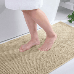 Homaxy Chenille Badezimmerteppich rutschfeste Badematte Waschbar Badteppich Weich Badvorleger Saugfähige Duschvorleger für Badezimmer - 60x120 cm, Beige 60x120 cm Beige
