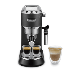 De'Longhi Dedica Style EC 685.B – Espresso Siebträgermaschine, Espressomaschine mit professionellem Milchaufschäumer, nur 15 cm breit, für Kaffeepulver oder ESE Pads, 1 l Wassertank, schwarz Schwarz Dedica