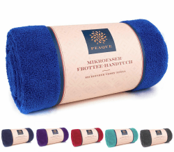 PEAQUE Mikrofaser-Handtuch mit Frottee-Struktur - 1er & 2er Set, Saugstark Schnelltrocknend Leicht XXL, Sporthandtuch Reisehandtuch Saunahandtuch Royalblau 80x160 cm