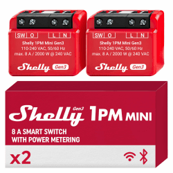 Shelly 1PM Mini Gen3 | WLAN & Bluetooth Smart Relais Schalter, 1 Kanal 8A mit Strommessung | Unterputz Lichtschalter | Alexa und Google Home | iOS-Android-App | Kein Hub erforderlich (2er-Pack) Shelly 1PM Mini Gen 3 2 Stück