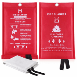 Kitosun Löschdecke Küche Feuerlöschdecke - Glasfaser Brandschutzdecke Feuerlöscher für Haushalt Fettbrände Fettbrand Büros Garagen Schweißwerkstätten Auto Einfach Effizient 1M x 1M (2Stück-Löschdecke) 2pack Fire Blankets