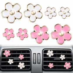 URAQT Auto Diffuser, 8 Stück Gänseblümchen Blume Auto Lufterfrischer Clip Air Outlet Lüfterfrischer Vent Clips Auto Innendekorationszubehör Auto Parfüm Diffusor Mit 4 x Aromatherapie Tabletten 8*Chrysanthemen + 2*Dufttabletten