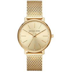 Michael Kors Damenuhruhr Pyper, 38 mm Gehäusegröße, Dreizeigerwerk, PVC-Armband 38MM Gold