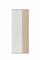 FORTE NET106 Schrank 70 180, Mehrzweckschrank klein, Staubsaugerschrank, Abstellraum, 2-türig mit Einlegeböden, Weiß mit Holzdekor: Sonoma Eiche, 69 cm breit x 179 cm hoch x 35 cm tief Sonoma Eiche + Weiß Mehrzweckschrank