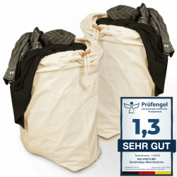 Naturstube® Wäschesack 2er-Set, 67 x 87cm EXTRA große & strapazierfähige Wäschebeutel Reise, 100% Baumwolle [Öko-Tex zertifiziert], Wäschesack Groß, Laundry Bag, Wäsche Sack, Schmutzwäschebeutel Reise 100l Fassungsvermögen, 2er-Set