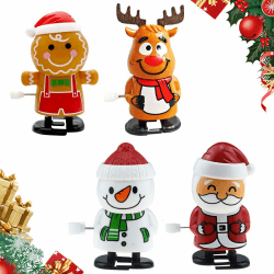 Weihnachts Aufziehspielzeug, 2024 Neu aufziehspielzeug, Weihnachtsmann-Pinguin-Schneemann-Elch Uhrwerk Lauf- und Springspielzeug, kleinigkeiten für Weihnachtsstrümpfe und Geschenktütenfüller (A # 4)