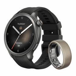 Amazfit Balance Smart Watch, NFC kontaktlose Zahlung, AI Fitness Coach Schlaf & Gesundheit Tracker mit Körperanalyse, GPS, Alexa, Bluetooth Anrufe, AMOLED, 14 Tage Akkulaufzeit & Helio Ring Größe 12 12 Bundle with Balance-B