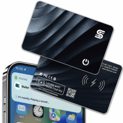 SEINXON Brieftaschen-Tracker, kabellos, wiederaufladbar, IP68, dünn, für Gepäck, Bluetooth, funktioniert mit Apple Find My App und Netzwerk (nur iOS) Schwarz Elite Slim